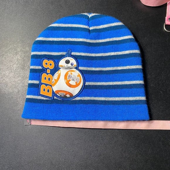Star Wars Boys Kid OSFM One Size Fits Most BB-8 Stripe Knit Beanie Force Awakens - Picture 8 of 12